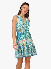 Adrianna by Adrianna Papell Green Printed Halter Dress - Image 1 of 6