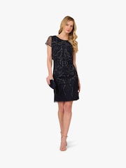 Adrianna Papell Blue Studio Bead Popover Sheath Dress - صورة 1 من 7