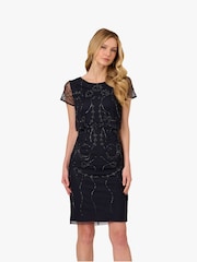 Adrianna Papell Blue Studio Bead Popover Sheath Dress - صورة 2 من 7