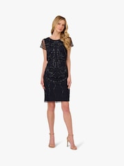 Adrianna Papell Blue Studio Bead Popover Sheath Dress - صورة 5 من 7