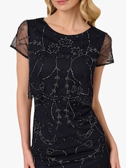 Adrianna Papell Blue Studio Bead Popover Sheath Dress - صورة 6 من 7