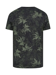 أخضر - BadRhino Big & Tall Camouflage Leaf Print 100% Cotton T-Shirt - صورة 6 من 6