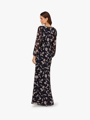 Adrianna Papell Blue Print Chiffon Long Dress - Image 2 of 6