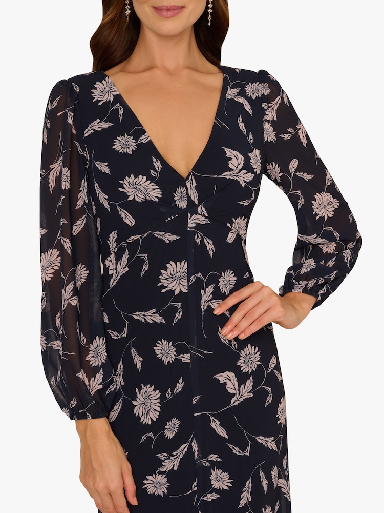Buy Adrianna Papell Blue Print Chiffon Long Dress from Next Gibraltar