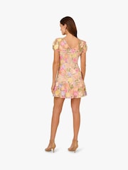 Adrianna Papell Pink Embroidered Flounce Dress - Image 4 of 7