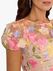 Adrianna Papell Pink Embroidered Flounce Dress - Image 7 of 7