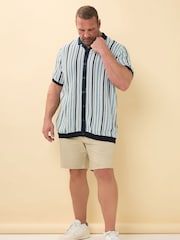 BadRhino Big & Tall Blue Chrome Stripe Knitted 100% Cotton Shirt - Image 2 of 5
