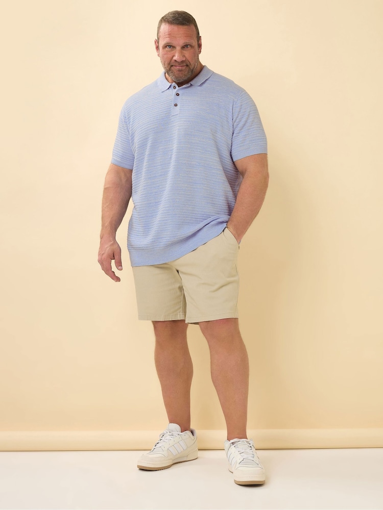 Синий - BadRhino Big & Tall Knitted 100% Cotton Polo Shirt - Image 2 of 5
