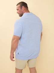 Синий - BadRhino Big & Tall Knitted 100% Cotton Polo Shirt - Image 3 of 5