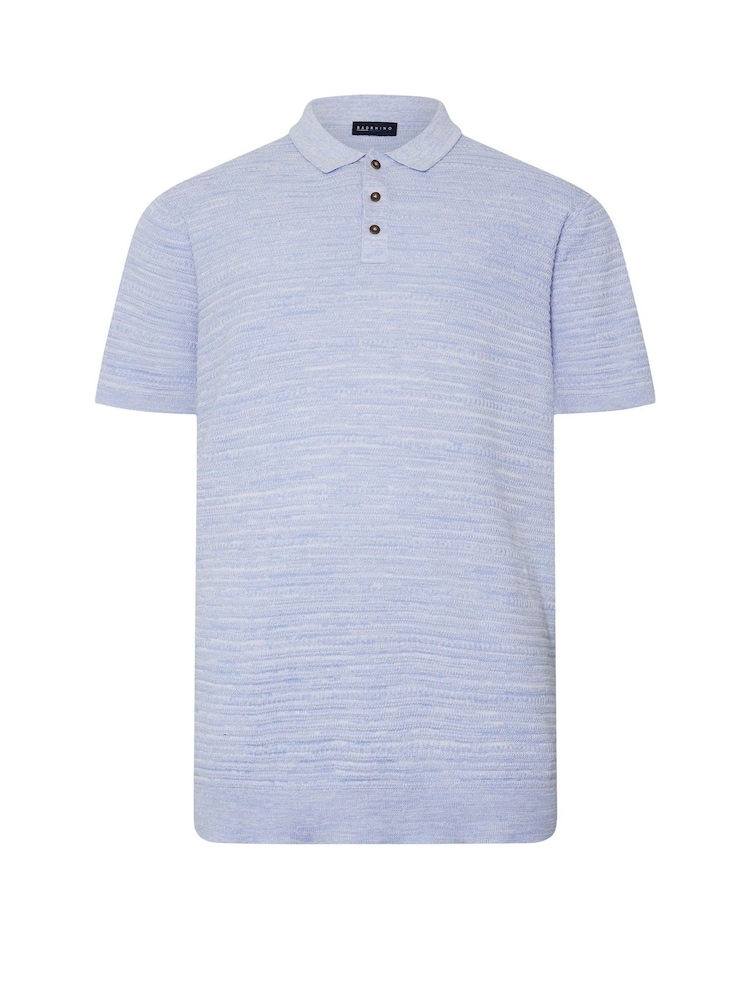 Синий - BadRhino Big & Tall Knitted 100% Cotton Polo Shirt - Image 5 of 5