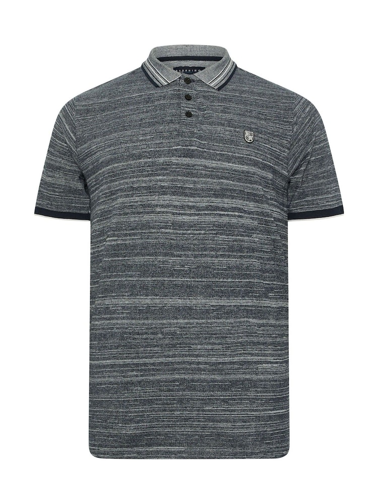 BadRhino Big & Tall Navy Jacquard 100% Cotton Polo Shirt - Image 1 of 2