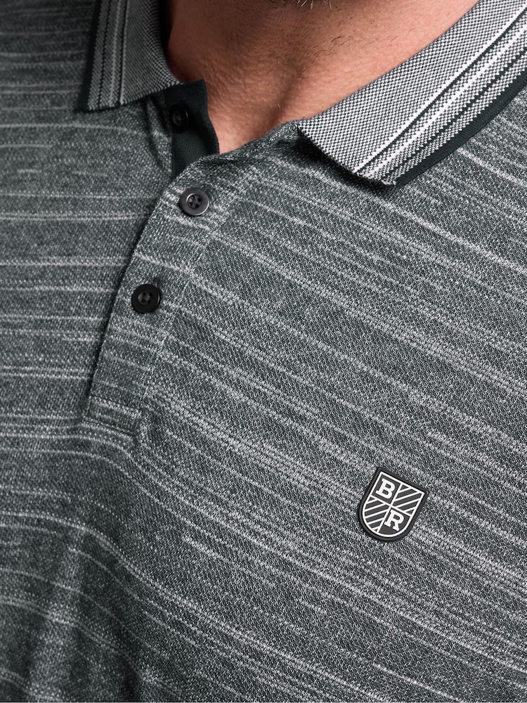 BadRhino Big & Tall Navy Jacquard 100% Cotton Polo Shirt - Image 6 of 6 BadRhino Big & Tall Navy Jacquard 100% Cotton Polo Shirt - Image 6 of 6