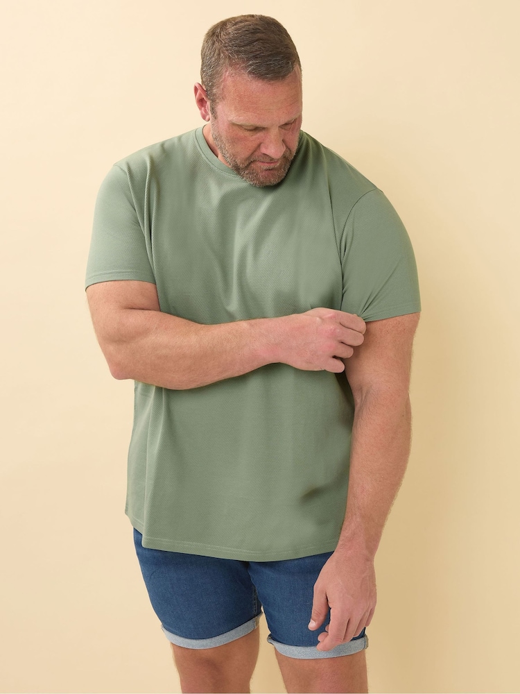 BadRhino Big & Tall Green Lesley Textured 100% Cotton T-Shirt - Image 1 of 6 BadRhino Big & Tall Green Lesley Textured 100% Cotton T-Shirt - Image 1 of 6