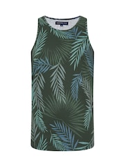 BadRhino Big & Tall Black Leaf Print 100% Cotton Vest - Image 1 of 2