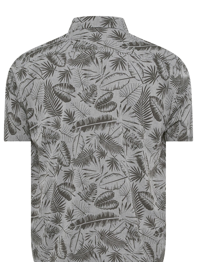 BadRhino Big & Tall Grey Chambray Tonal Leaf 100% Cotton Shirt - Image 6 of 6