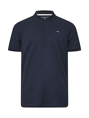 BadRhino Big & Tall Blue Waffle Texture Zip 100% Cotton Polo Shirt - Image 1 of 2