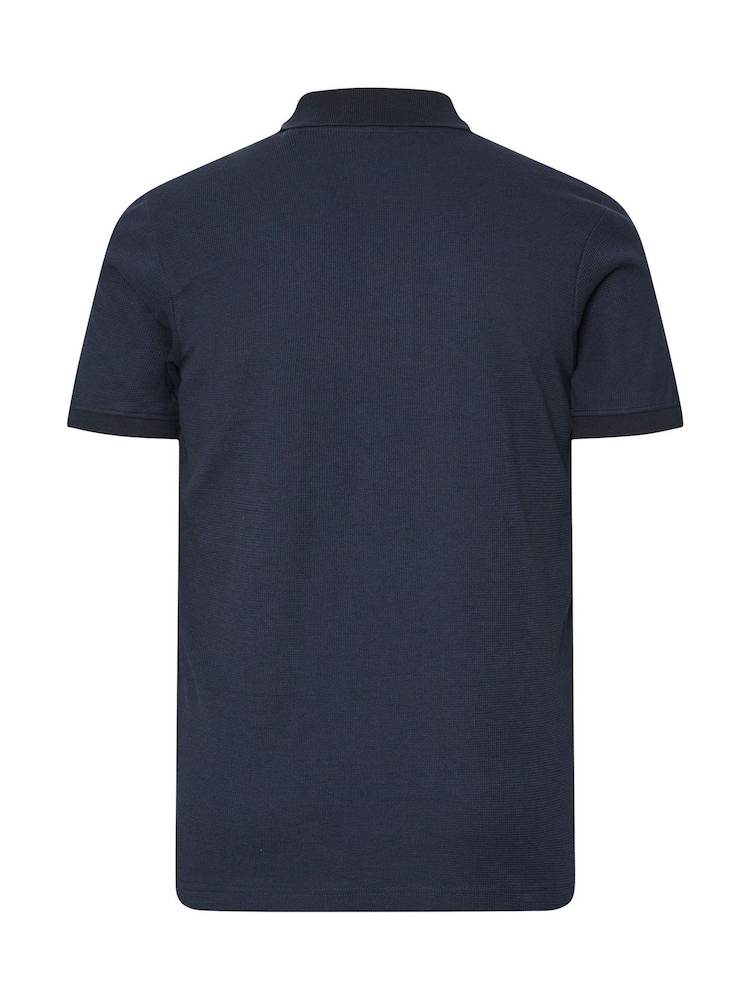 BadRhino Big & Tall Blue Waffle Texture Zip 100% Cotton Polo Shirt - Image 2 of 2