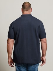 BadRhino Big & Tall Blue Waffle Texture Zip 100% Cotton Polo Shirt - Image 3 of 6