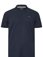 BadRhino Big & Tall Blue Waffle Texture Zip 100% Cotton Polo Shirt - Image 5 of 6
