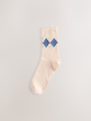 Blue/Oatmeal Argyle Cherries - Pacote 3 de meias de tornozelo - Imagem 2 de 6