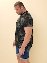 BadRhino Big & Tall Grey Camouflage Leaf Print 100% Cotton T-Shirt - Image 4 of 6