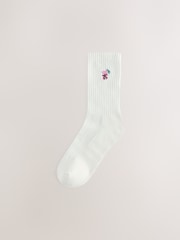 Cherry/Heart/Cocktail Embroidered Cushion Sole Ribbed Sport Ankle Socks 3 Pack With Arch Support - Image 3 of 6