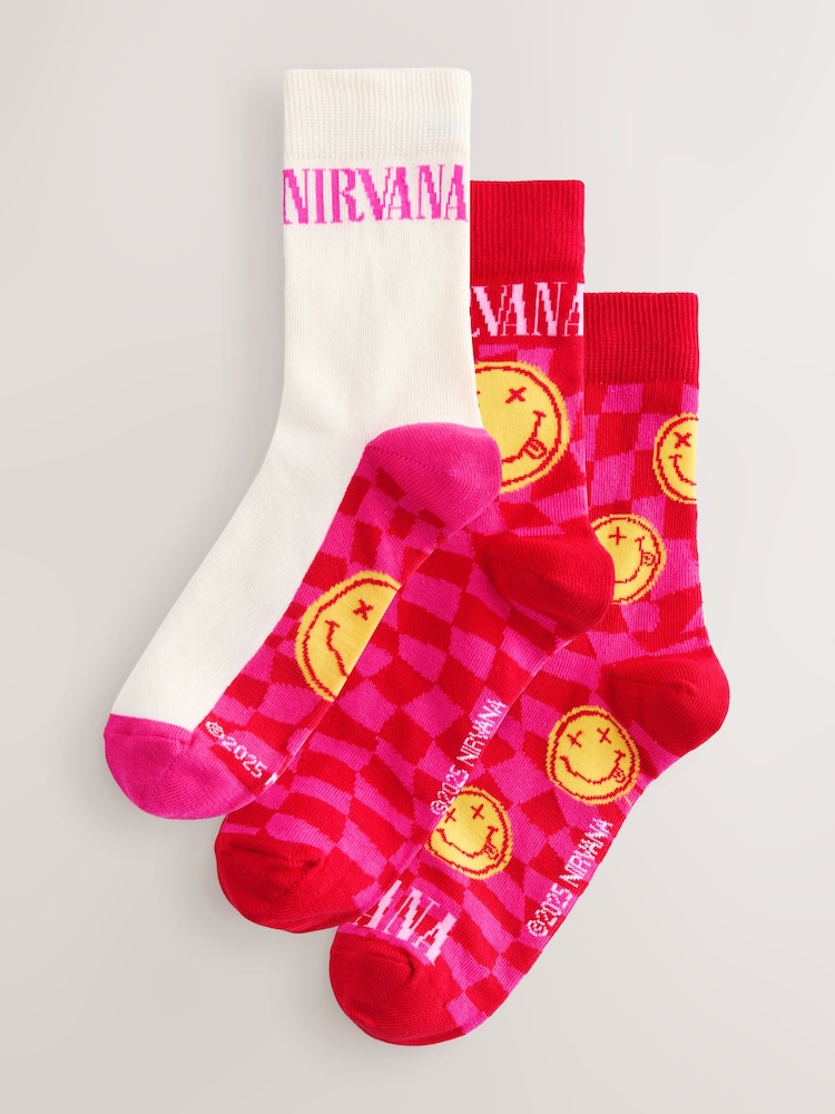 License Nirvana Ankle Socks 3 Pack - Image 1 of 6 License Nirvana Ankle Socks 3 Pack - Image 1 of 6