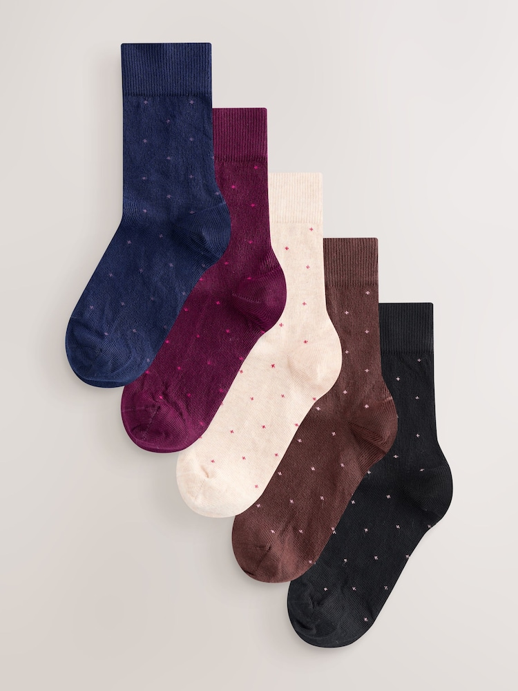 Multi Pin Dot Spot Formal Ankle Socks 5 Pack - Image 1 of 8