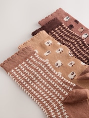 Neutral Check Sheep Ankle Socks 4 Pack - Image 6 of 7