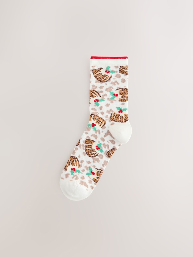Christmas Leopard Christmas Pudding Sack Socks 1 Pack - Image 1 of 4