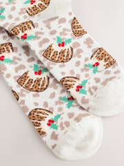 Christmas Leopard Christmas Pudding Sack Socks 1 Pack - Image 4 of 4