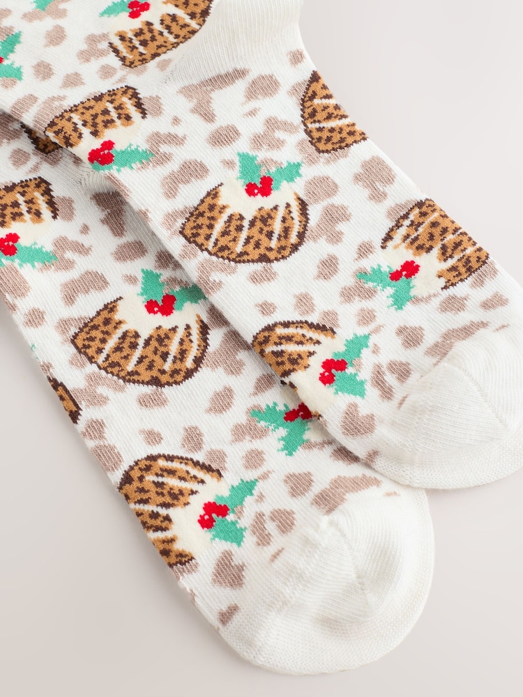 Christmas Leopard Christmas Pudding Sack Socks 1 Pack - Image 4 of 4