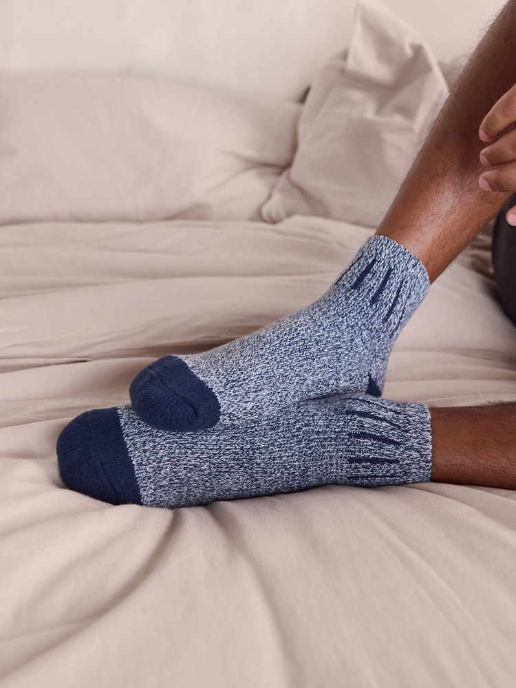 Navy Blue Twisted Supersoft Short Slipper Socks 2 Pack - Image 1 of 6