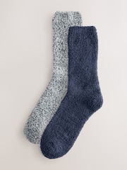 Blue/Grey Cosy Socks 2 Pack - Image 1 of 6