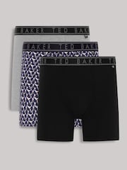 Ted Baker Grey Heather Retro Geo Boxer Briefs 3 Pack - Image 1 of 5