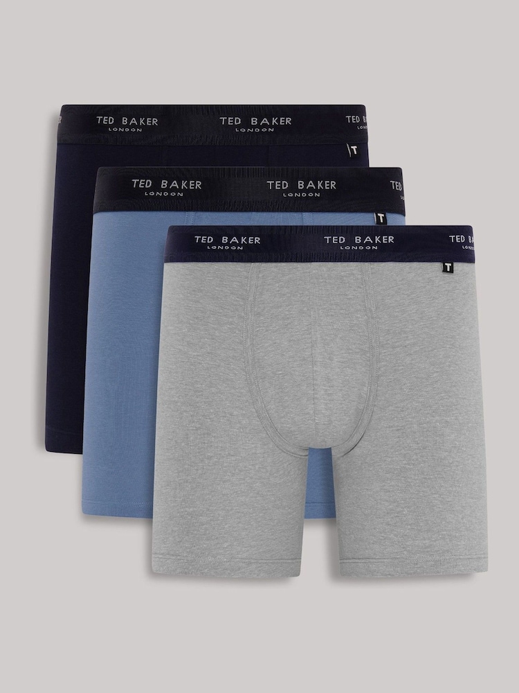 Ted Baker Blue Mix Boxer Trunk Briefs 3 Pack - Image 1 of 4 Ted Baker Blue Mix Boxer Trunk Briefs 3 Pack - Image 1 of 4