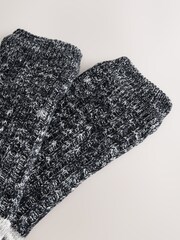 Black Borg Lined Twisted Slipper Socks 1 Pack - Image 4 of 4