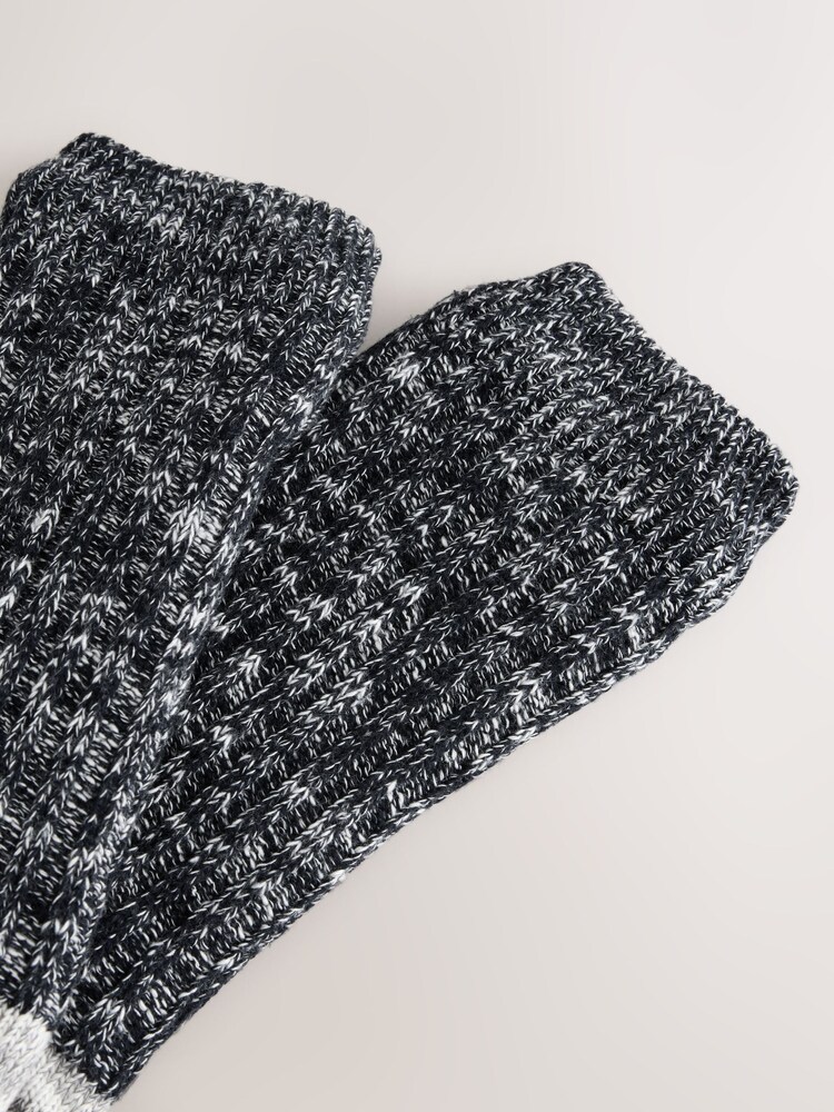 Black Borg Lined Twisted Slipper Socks 1 Pack - Image 4 of 4
