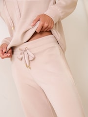Lipsy Nude Pink Soft Relaxed Wide Leg Joggers with Modal - Image 3 of 4