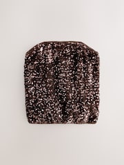 Chocolate Brown Sequin Velvet Bandeau Top - Image 5 of 7