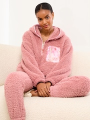 Lipsy Pink Cosy Loungewear Hoddie and Joggers Set - Image 1 of 4