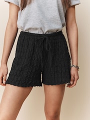 Black Textured Drawstring Shorts - Image 4 of 4