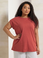 Yours Curve Orange Pompom Insert Yolk 100% Cotton Top - Image 1 of 5