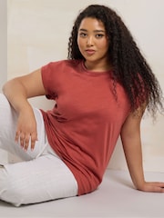 Yours Curve Orange Pompom Insert Yolk 100% Cotton Top - Image 4 of 5
