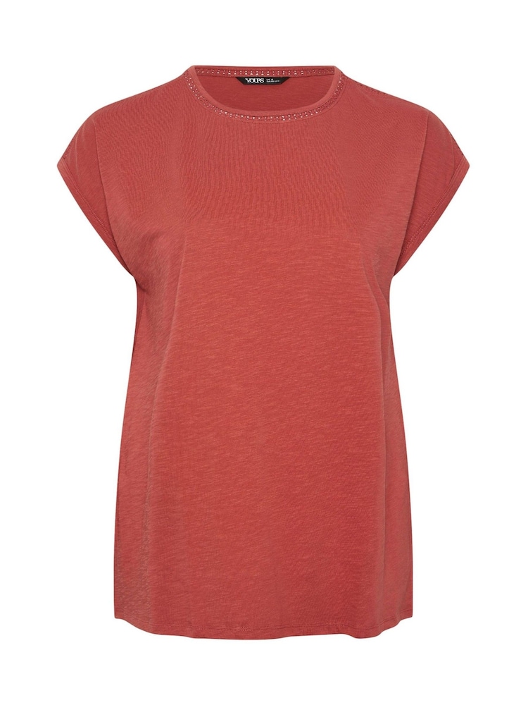 Yours Curve Orange Pompom Insert Yolk 100% Cotton Top - Image 5 of 5
