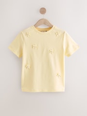 Yellow Short Sleeve Floral Print Embellished T-Shirt - Image 5 of 7