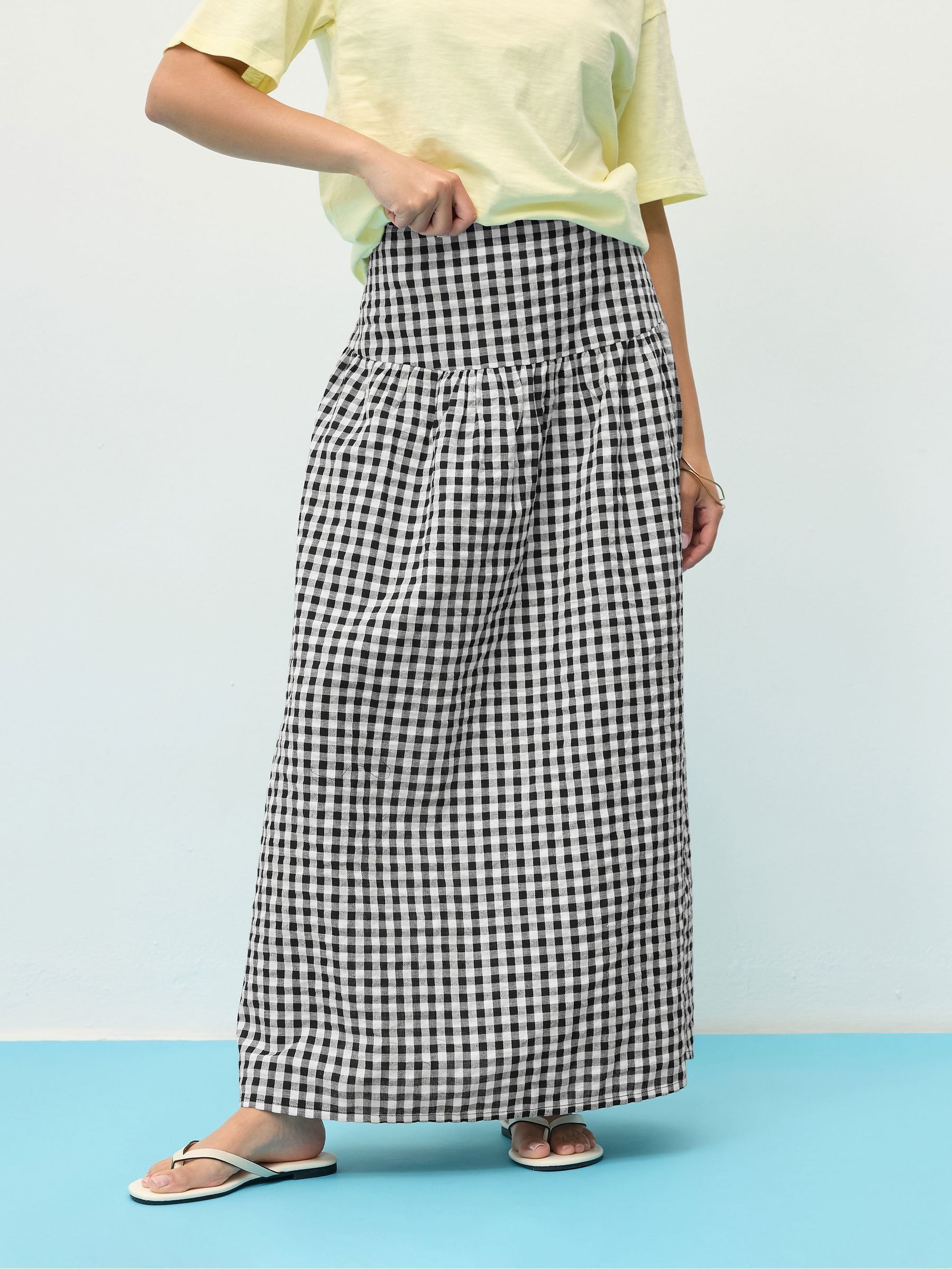 Buy PixieGirl Petite Black Gingham Drop Waist Skirt from Next USA