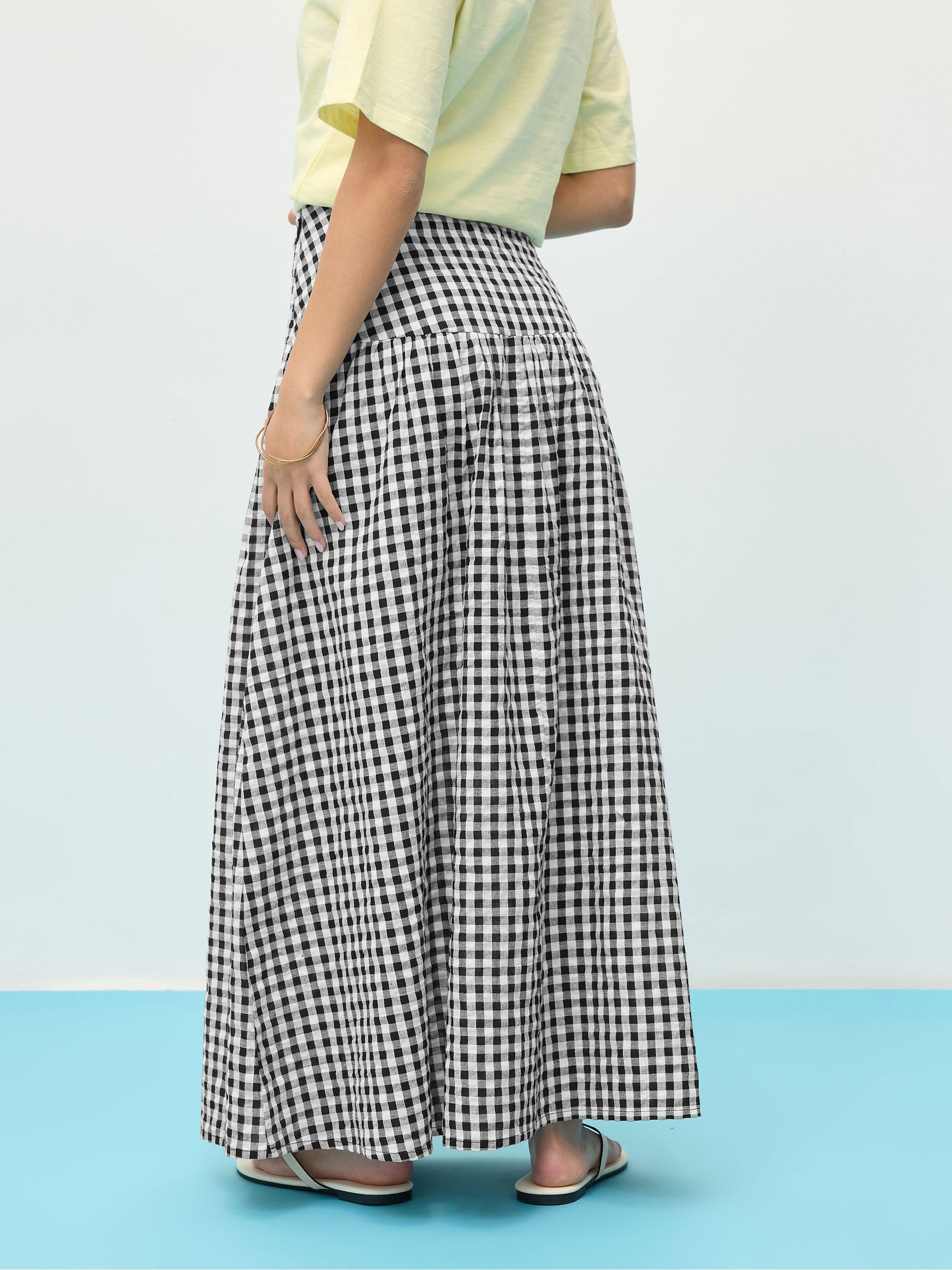 Buy PixieGirl Petite Black Gingham Drop Waist Skirt from Next USA