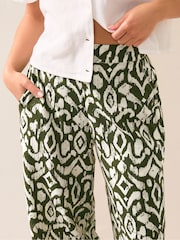 PixieGirl Petite Green Wide Leg 100% Cotton Trousers - Image 4 of 5