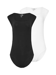 Long Tall Sally Black Sleeveless Square Neck Body Tops 2 Pack - Image 6 of 8